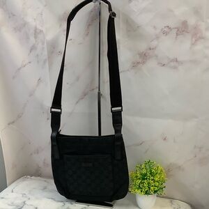 GUC Gucci Black GG Canvas Crossbody Bag